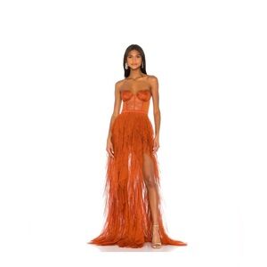 For Love And Lemons Strapless Orange Dress